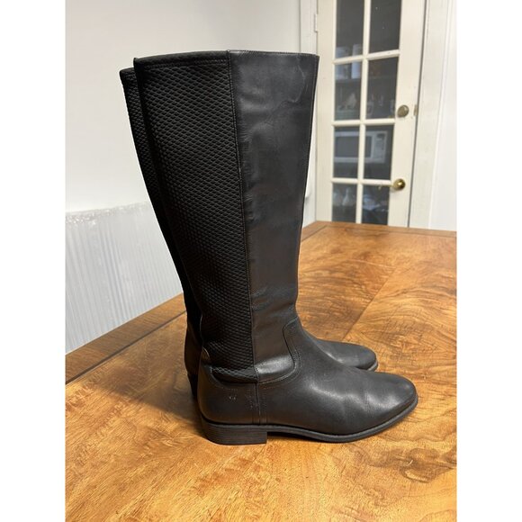 COLE HAAN Women’s 11 B W04181 Black Leather Riding Boots Tilley Stretch Calf - Picture 2 of 7